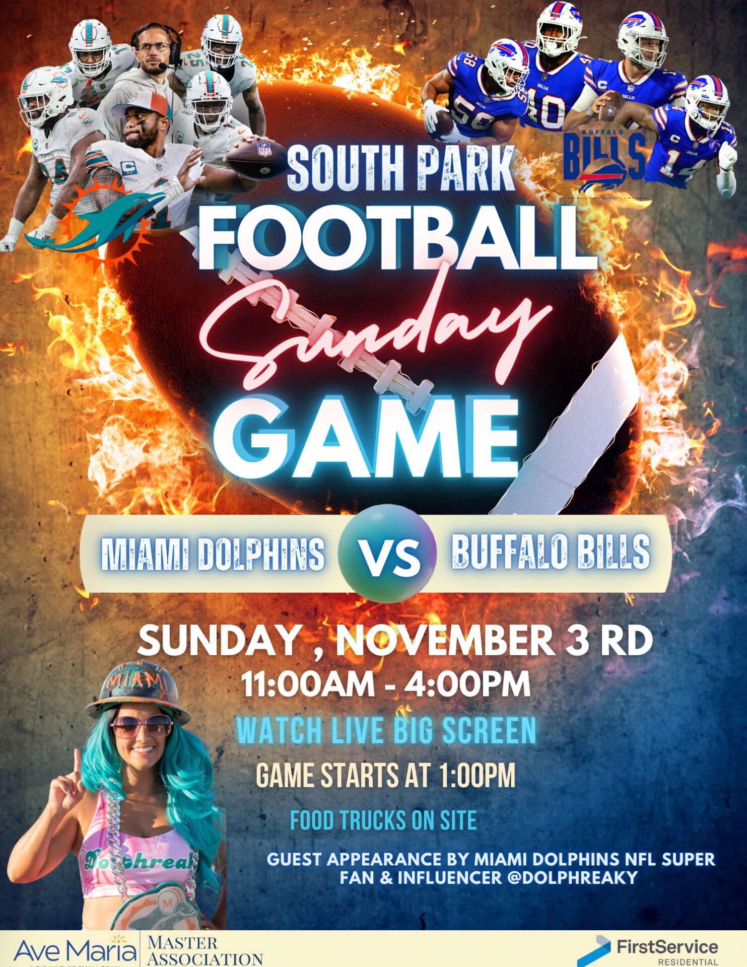 Ave Maria South Park NGL Game Day Tailgate event flyer