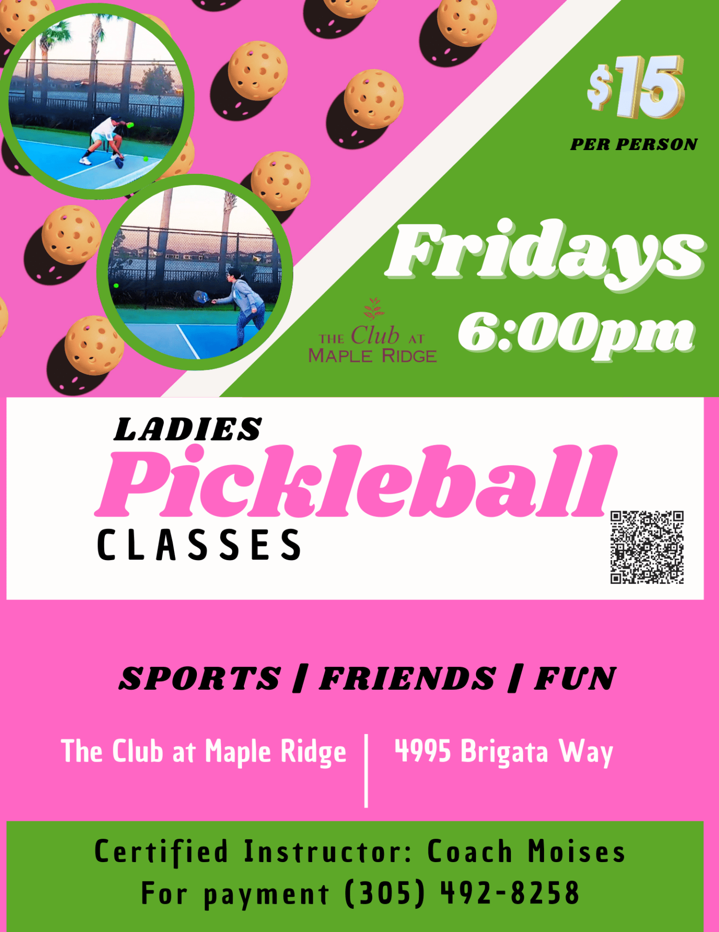 Ladies Pickleball Classes Flyer